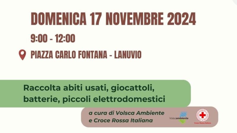 Lanuvio, giornata ecologica con raccolta straordinaria di abiti, giocattoli, batterie e piccoli elettrodomestici