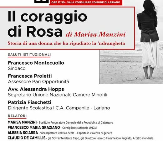 Lariano, presentazione del libro di Marisa Manzini “Il coraggio di Rosa”