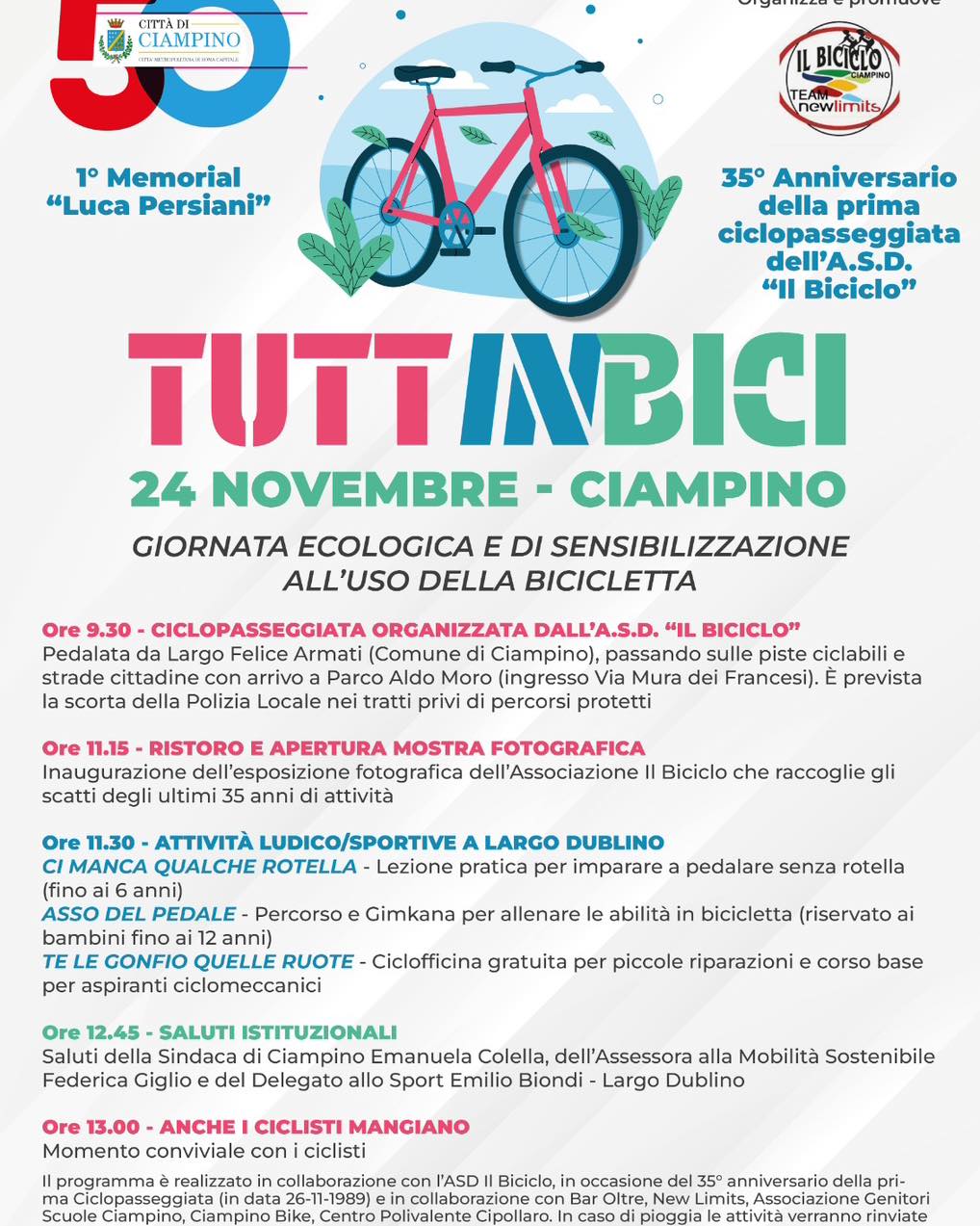 Ciampino, Tuttinbici: Giornata ecologica e di sensibilizzazione all’uso della bicicletta