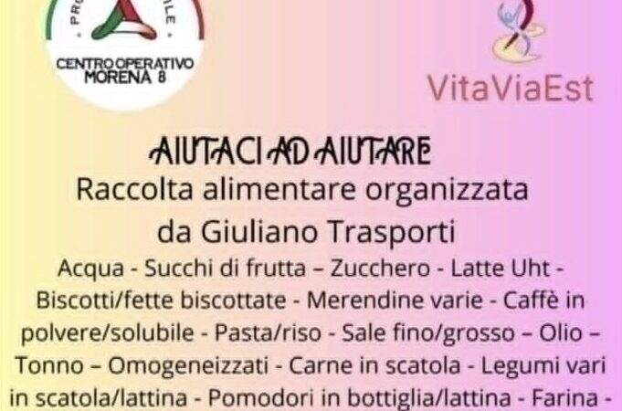 Morena, “Aiutaci ad aiutare”: raccolta alimentare organizzata da Giuliano Trasporti