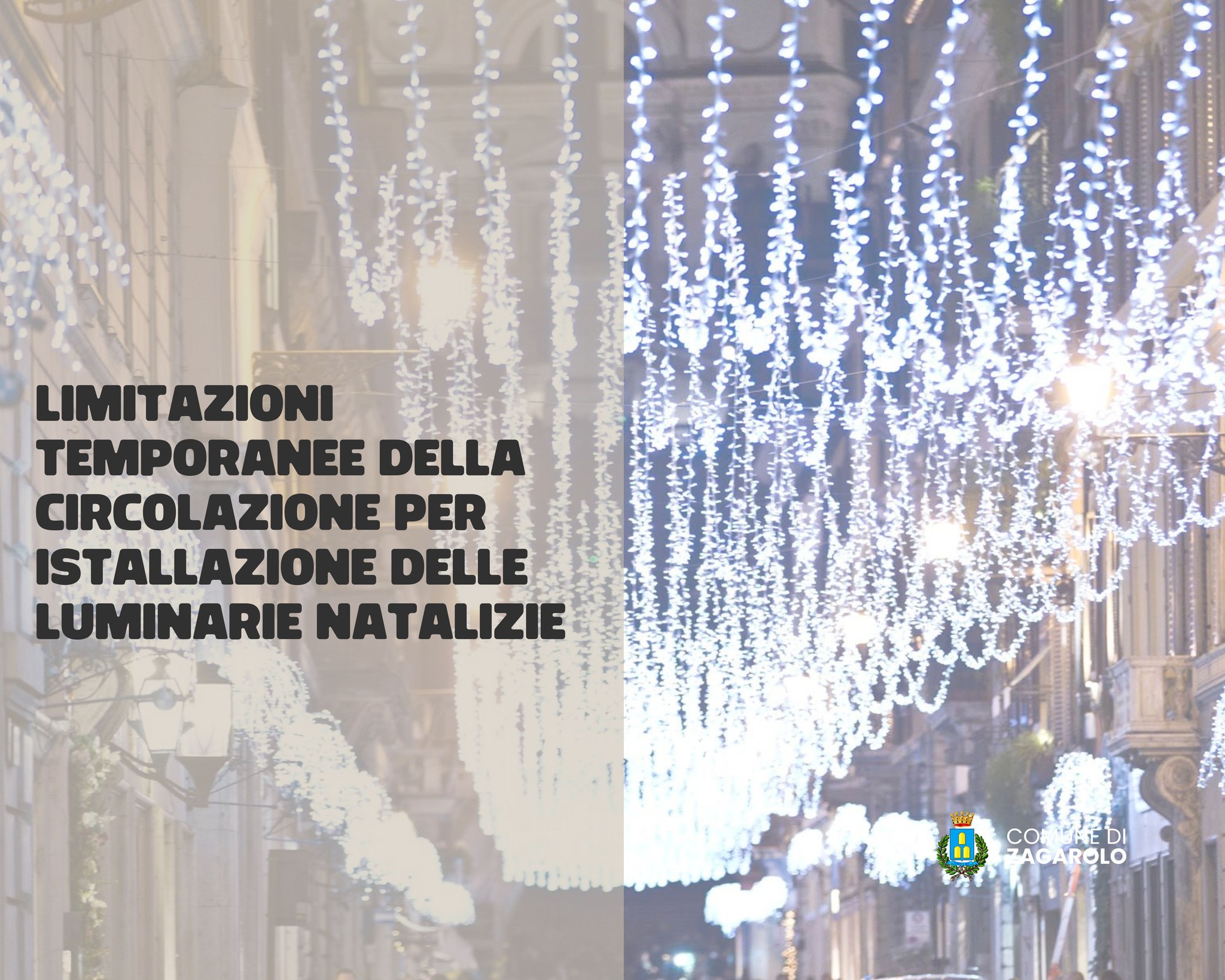 Frascati, limitazioni temporanee della circolazione il 2 dicembre 2024 per l’istallazione delle luminarie natalizie