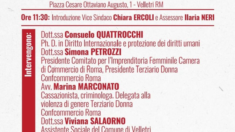 Velletri si mobilita contro la violenza sulle donne: un convegno per sensibilizzare e agire