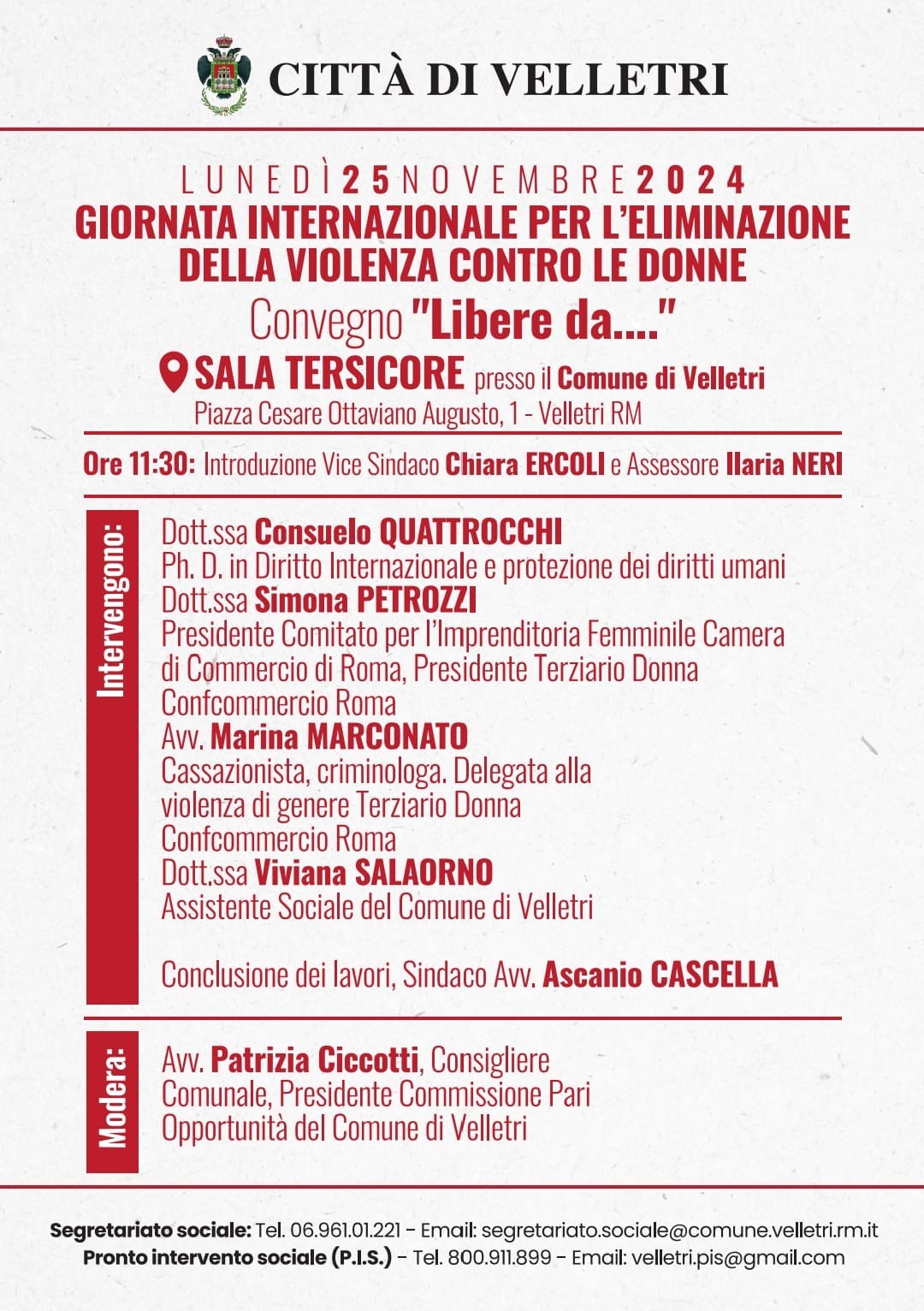 Velletri si mobilita contro la violenza sulle donne: un convegno per sensibilizzare e agire